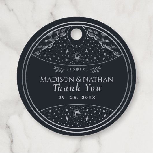 Silver Elegant Tarot Card Gastgeschenk Hochzeit Ta Geschenkanhänger (Rückseite)