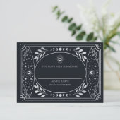 Silver Elegant Tarot Card Wedding RSVP Begleitkarte (Stehend Vorderseite)