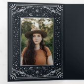 Silver Elegant Tarot Foto Graduation Party Dreifach Gefaltete Einladung (Innen Erste Seite)