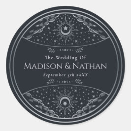 Silver Elegant Tarot Wedding Classic Round Sticker