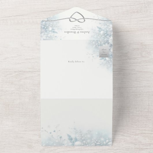 Silver Elegant Winter Wedding All In One Einladung (Außenbereich)
