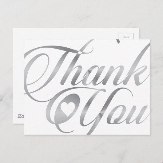 Silver elegante Dankeschön-Skript Postkarte (Vorne/Hinten)