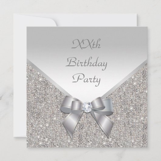 Silver Elegante Geburtstag Einladung (Vorderseite)