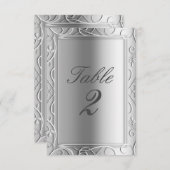 Silver Elegante Glamour Wedding Tischnummer Card (Vorne/Hinten)