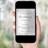 Silver elegante Glitzern schreiben Hochzeit Einladung