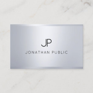 Silver Elegante Monogram Modern Glamour Template Visitenkarte