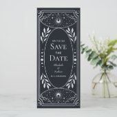 Silver Elegante Mystical Tarot Card Save the Date Einladung (Stehend Vorderseite)