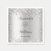 Silver elegante Skripthochzeit Serviette (Vorderseite)