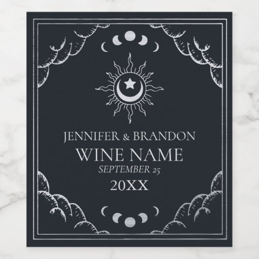 Silver Elegante Tarot Card Wedding Weinetikett (Einzelnes Label)