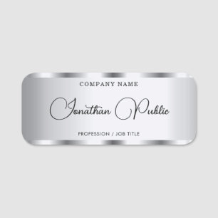 Silver Elegante Typografie Skriptvorlage Namensschild