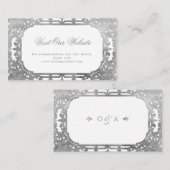 Silver elegante verzierte Vintage Website Platzkarte (Vorne/Hinten)
