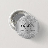 Silver eleganter Name Button (Vorne & Hinten)