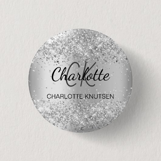 Silver eleganter Name Button (Vorderseite)