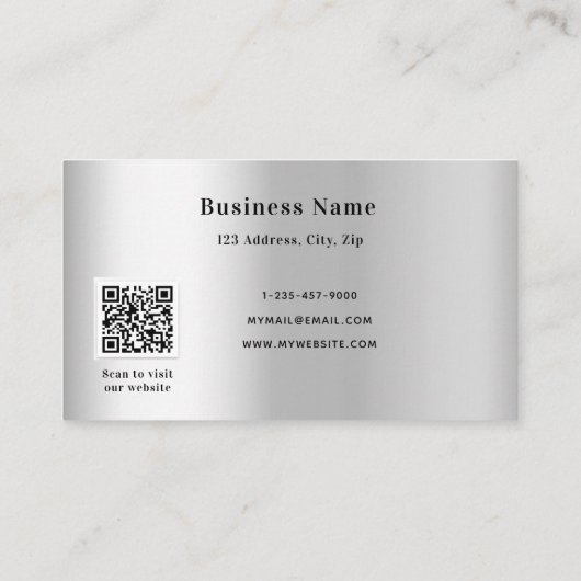 Silver eleganter Qr-Code Rabattkarte (Rückseite)