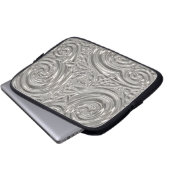 Silver eleganter viktorianischer Jugendstil Laptopschutzhülle (Vorne Knopf)