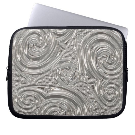 Silver eleganter viktorianischer Jugendstil Laptopschutzhülle (Vorderseite)
