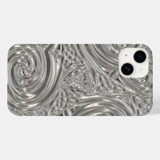 Silver eleganter viktorianischer Jugendstil-Look Case-Mate iPhone Hülle (Rückseite (Horizontal))