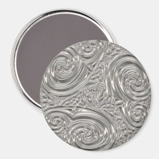 Silver eleganter viktorianischer Jugendstil Magnet (Vorderseite/Rückseite)