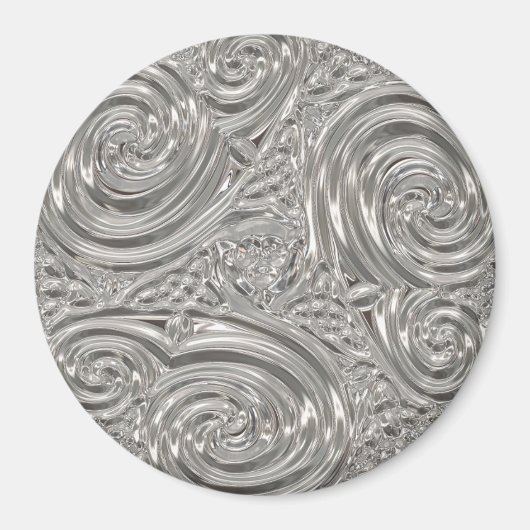 Silver eleganter viktorianischer Jugendstil Magnet (Vorne)