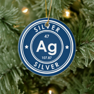 Silver Element Blue Keramik Ornament