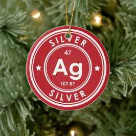 Silver Element Red Keramik Ornament