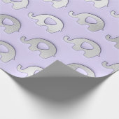 Silver Elephants Baby Shower Boy Lavender Gray Gre Geschenkpapier (Ecke)