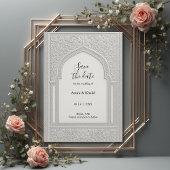 Silver Embossed Floral Arch Wedding speichern Sie Einladung