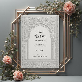 Silver Embossed Floral Arch Wedding speichern Sie Einladung