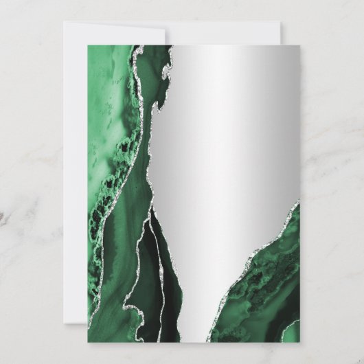 Silver Emerald Green Agate Überraschung 30. Geburt Einladung (Rückseite)