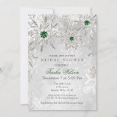 Silver Emerald Snowflakes Winter Brautparty Einladung (Vorderseite)