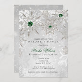 Silver Emerald Snowflakes Winter Brautparty Einladung (Vorne/Hinten)