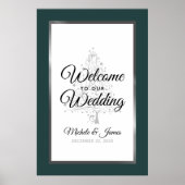Silver Emerald Winter Holiday Wedding Willkommen Poster (Vorne)