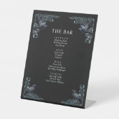Silver Enchanted Raven Gothic Wedding Bar Menu Sockelschild (Vorderseite)