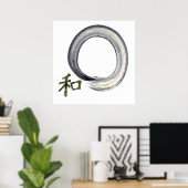 Silver Enso mit Kanji für Harmonie Poster (Heimbüro)