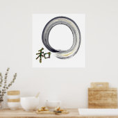 Silver Enso mit Kanji für Harmonie Poster (Küche)