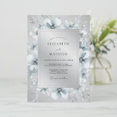Silver Ethereal Winter Wedding Einladung (Stehend Vorderseite)