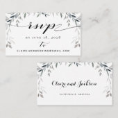 Silver Eucalyptu Greenerity Wedding RSVP Online Ca Visitenkarte (Vorne/Hinten)