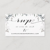 Silver Eucalyptu Greenerity Wedding RSVP Online Ca Visitenkarte (Vorderseite)