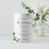 Silver eucalyptus Budget Hochzeitseinladung (Stehend Vorderseite)