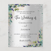 Silver eucalyptus Budget Hochzeitseinladung Flyer (Vorne)