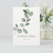 Silver Eucalyptus Elegant Wedding Dankeschön Karte