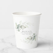 Silver Eucalyptus Greenery Boho Dreamy Pappbecher (Rückseite)