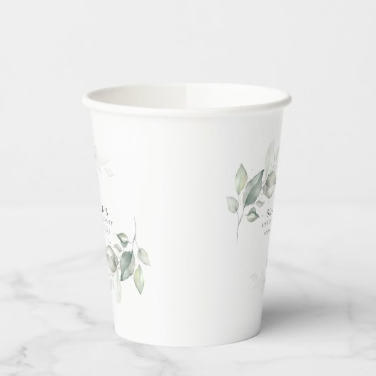 Silver Eucalyptus Greenery Boho Dreamy Pappbecher (Links)