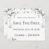 Silver Eukalyptus Greenerity Wedding 2 Save the Da Einladung (Vorne/Hinten)