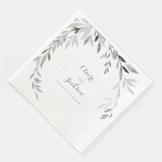 Silver Eukalyptus Greenery Square Dinner Napkins Serviette (Ecke)