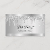 Silver Eyebrow Salon Microblading Glitzer Visitenkarte (Vorderseite)