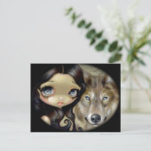 "Silver Eyed Wolf" Postkarte (Stehend Vorderseite)
