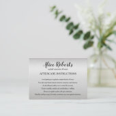 Silver Eyelashes Brow Bar Aftercare Instruktionen Visitenkarte (Stehend Vorderseite)