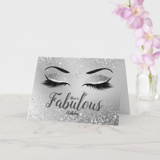 Silver Fabulous Glitzer Eyes Standard Geburtstag Karte (Orchidee)