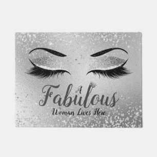 Silver Fabulous Women Glitzer Augen Türmatte